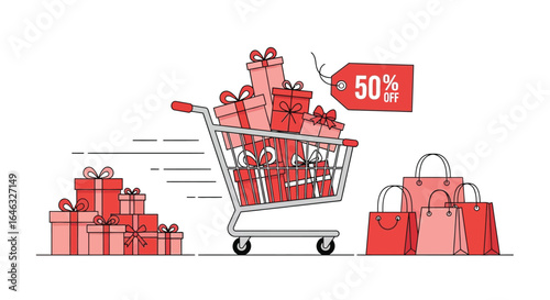 Shopping Sale: Discounted Gifts and Shopping Cart