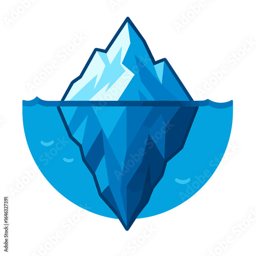 Large Iceberg Floating in Ocean with Hidden Underwater Mass Global Warming Concept