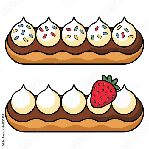 Dessert eclair pastry vector illustration isolated
