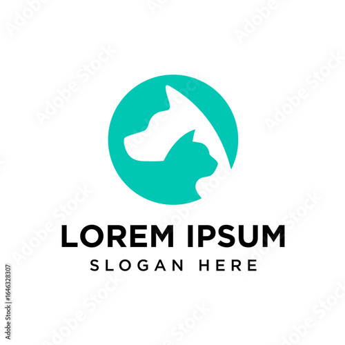 Dog and cat head silhouette logo design. Logo for pet clinic, pet care or pet rescue