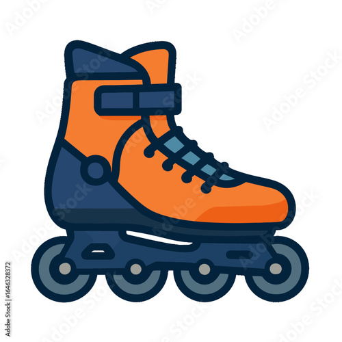 Vibrant Orange and Blue Inline Skate - Dynamic Rollerblading Footwear
