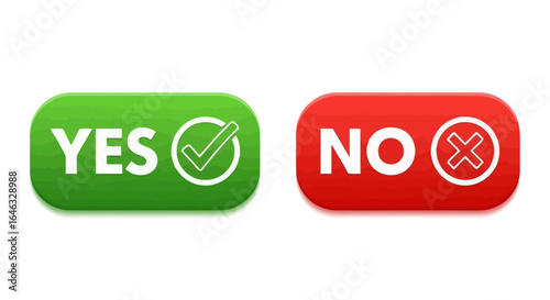 YES and NO buttons with checkmark and cross symbols - graphic illustration