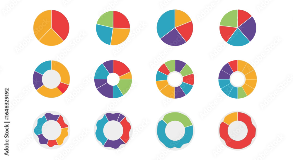 Set of Pie Chart Graphics Diverse Visualizations for Data Representation Set of Pie Chart Graphics Diverse Visualizations for Data Representation