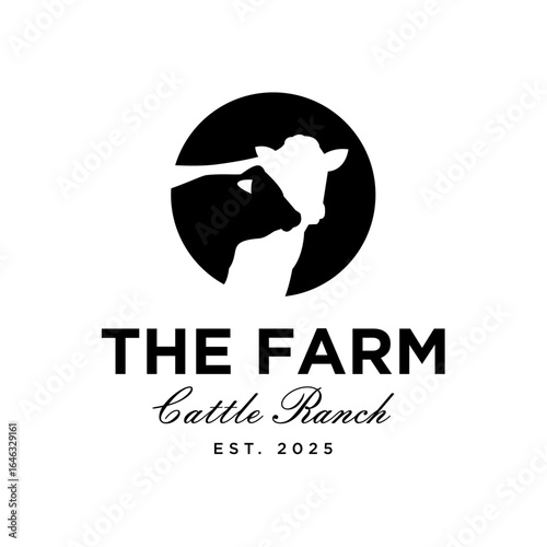 Cow Logo. Cattle Angus Livestock Farm Logo Design