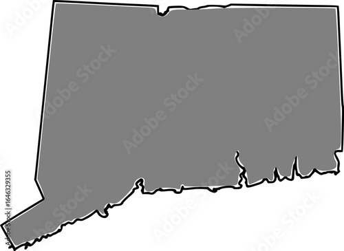 Connecticut  state, USA map in outline style, black color , gray color