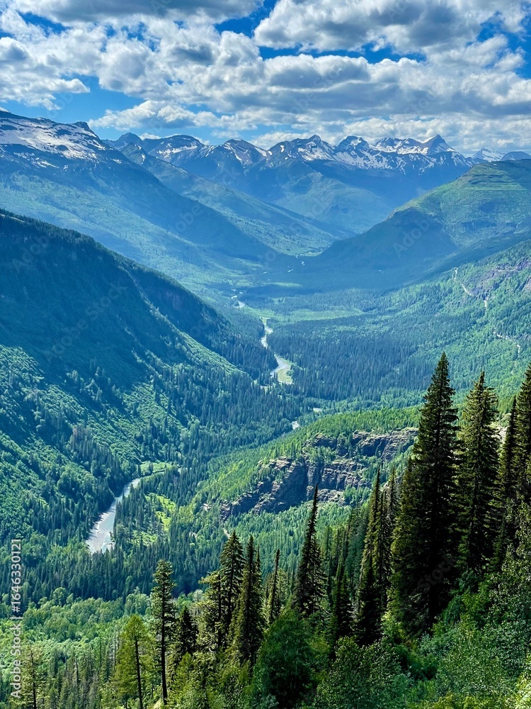 Fototapeta premium Valley and Mountains in Glacier National Park Montana