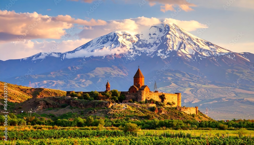 Fototapeta premium Mountain Monastery Sunrise