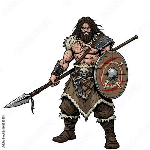 Barbarian From The Frozen North Illustration White Background