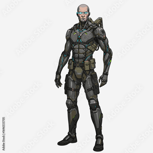 Genetically Enhanced Soldier Illustration White Background