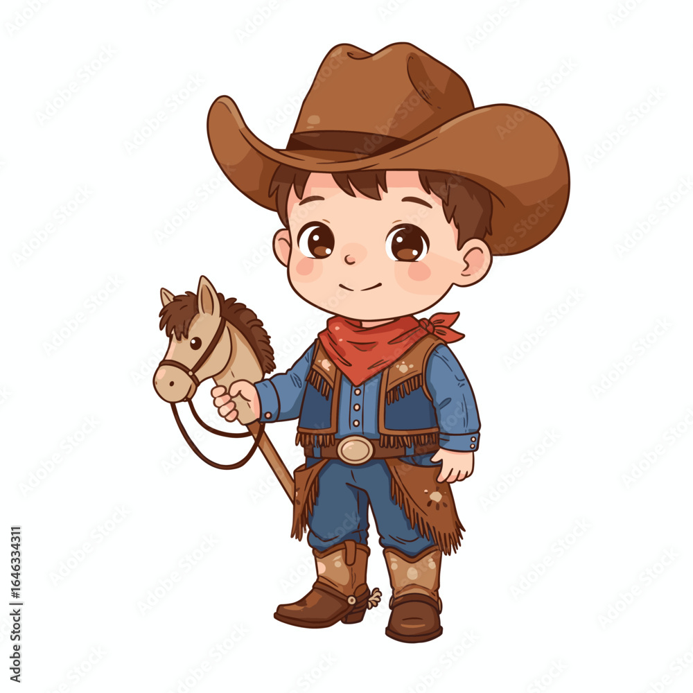 Fototapeta premium Illustration Cute Cowboy White Background