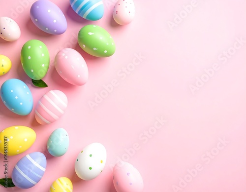Pastel Easter Eggs Pink Background.