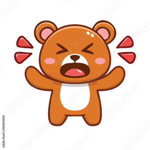 A cute bear in an upset state