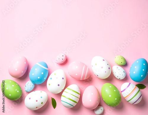 Pastel Easter eggs pink background. (1)