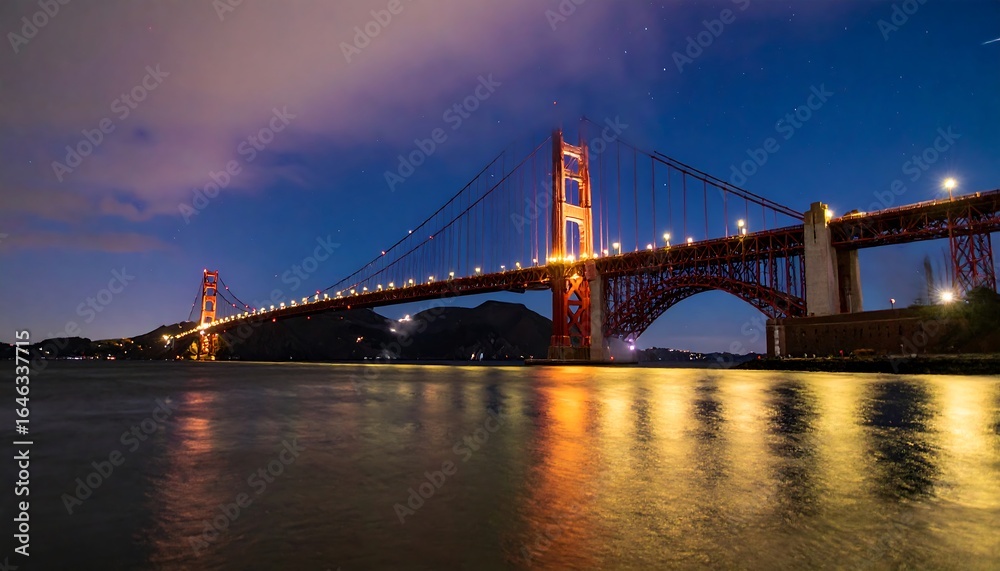 Obraz premium Night view of a magnificent bridge over water