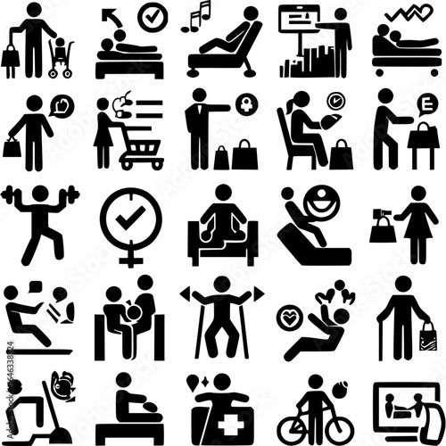 Alltag in Linien – Piktogramm-Set des menschlichen Lebens - 10
