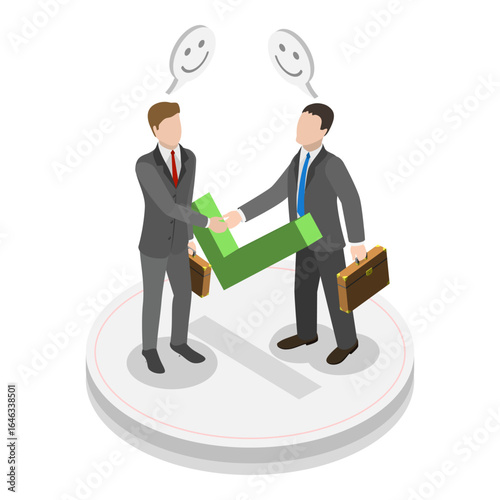 3D Isometric Flat Vector Illustration of Mediation, Resolving Conflicts Through Mediator. Item 1