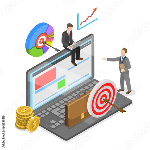 3D Isometric Flat Vector Illustration of B2B, The Practice Of Business-To-Business Transactions. Item 1