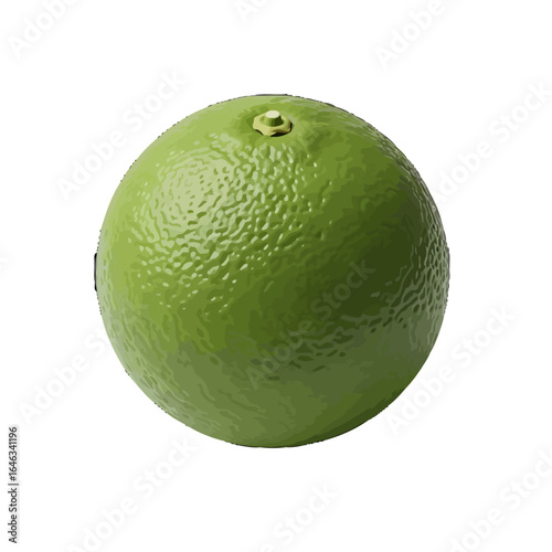 Single whole green lime with a glossy bumpy rind and visible stem.