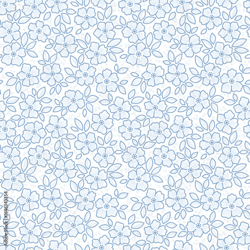 Cute floral pattern in small hand drawn flowers. Small light blue flowers. White background. Ditsy print. Floral seamless background. Gentle template for fashion prints. Fashion summer print. Stock 
