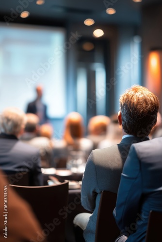 Business Presentation Scene from Audience Perspective