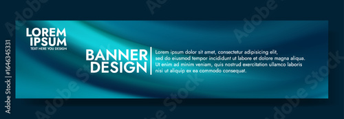 Modern minimalist banner design with a deep blue flowing background.