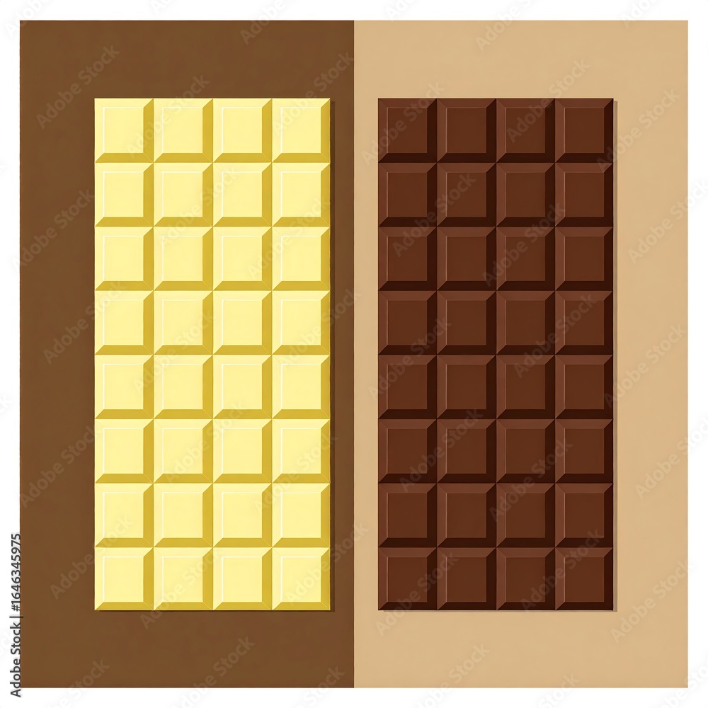 Fototapeta premium Two chocolate bars, one white, one dark