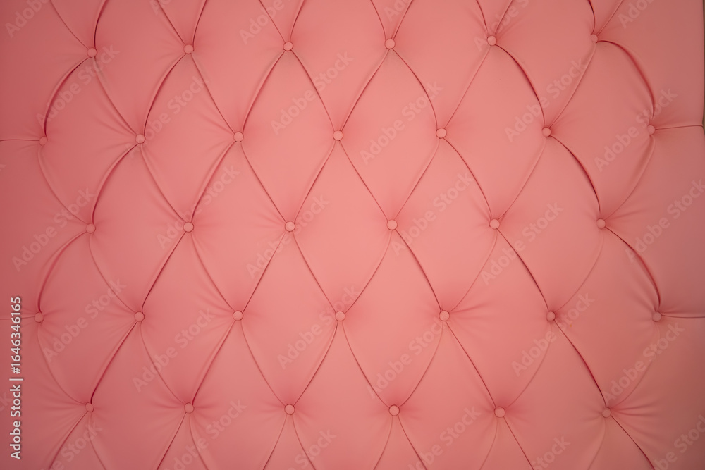 Naklejka premium Soft pink quilted leather texture with diamond pattern and button tufting, elegant luxury upholstery background for furniture design, home interior decor, fashion accessories and textile