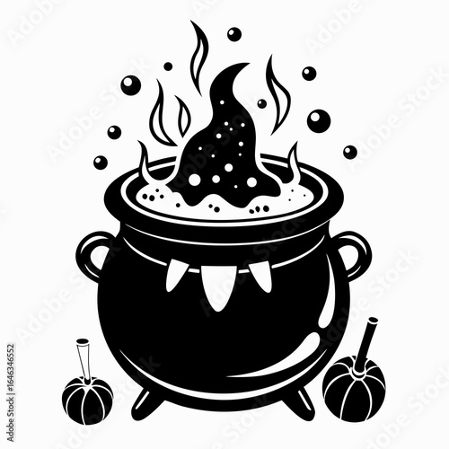 vector illustration of a pot with fire