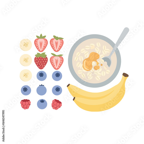 Delicious and healthy breakfast bowl featuring oatmeal with fresh fruits and honey, perfect for a nutritious start to your day, showing vibrant colors and modern food styling
