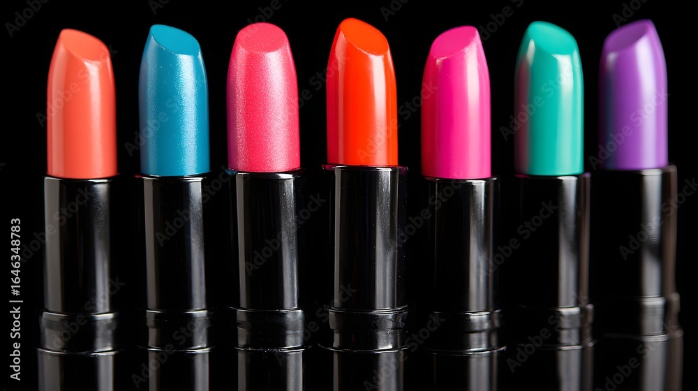 Obraz premium Colorful lipstick tubes arranged in a row.