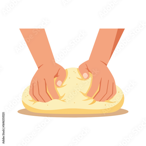 Hands knead dough, preparing homemade bread or pizza, a simple joy of baking, culinary arts, baking skills, food preparation, rustic cooking, fresh ingredients
