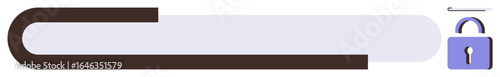 Input field with curved edges and visible unlocked purple padlock icon. Ideal for login page, security, accessibility, privacy, user authentication, password manager, simple flat metaphor