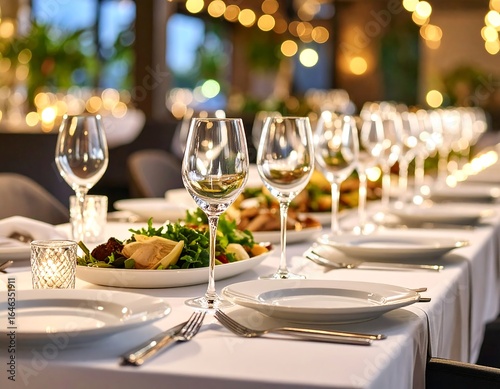 Elegant dining table set for a banquet