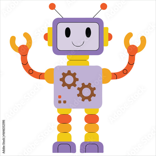 Cute educational robotics vector graphic isolated