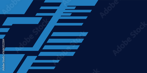 Abstract blue banner design vector, dynamic sporty horizontal background template for media promotion or web banner