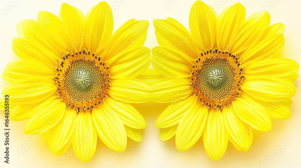 Fototapeta premium Mirrored sunflowers create a symmetrical floral design for summer warmth