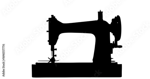 Object vintage sewing machine silhouette vector art for fashion design and textile crafts projects and tailoring needs vector