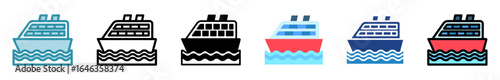 Cruise Ship Icon Multi Style Relate To Nautical, Sea, Marine, Navy. Use For Modern Concept, Ui, Ux Web And App Development.