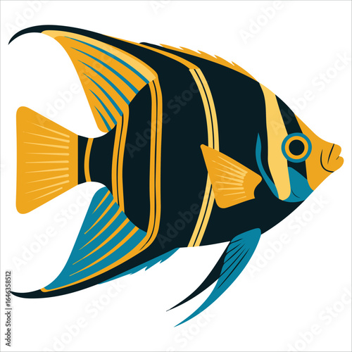 Angelfish flat color vector illustration white background