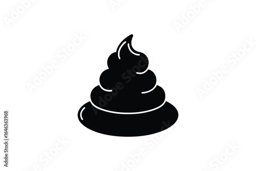 Simple black and white illustration of a pile of feces on a white background