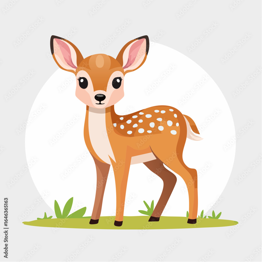 Fototapeta premium A darling fawn stands gracefully, its innocence radiating. Perfect for children's books, nature projects, or designs needing a touch of gentle wildlife charm.
