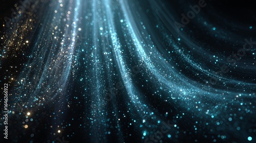Teal and gold glitter fabric flowing design.