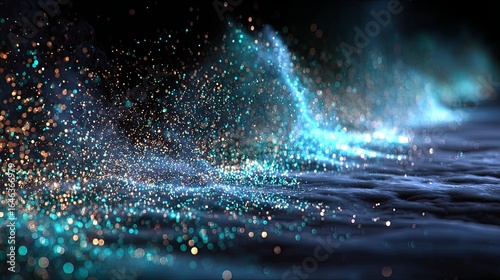Abstract digital design with shimmering particles.