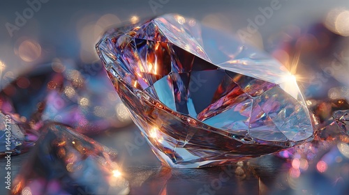 Sparkling gem close-up against a bokeh background.