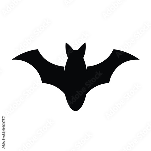 A spooky black cat silhouette with bat wings, flying like a vampire monster, on a white background