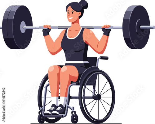 Woman in wheelchair lifting heavy barbell showcasing adaptive fitness and strength training empowerment 