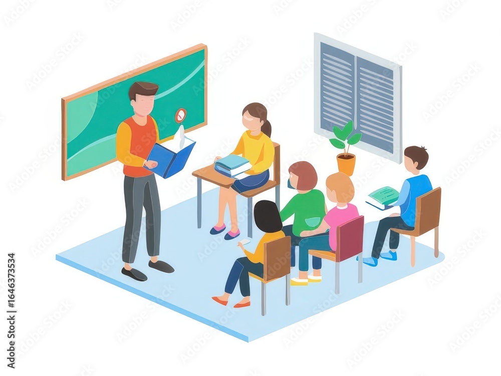 Obraz premium a teacher teaching children in a classroom