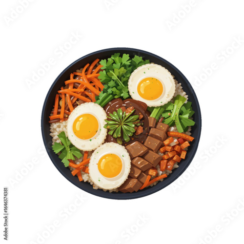 Illustration fried rice with fried egg