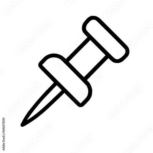 Simple black outline pushpin icon isolated
