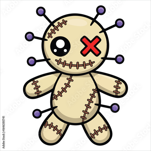 creepy halloween cursed puppet vector graphic plain background
